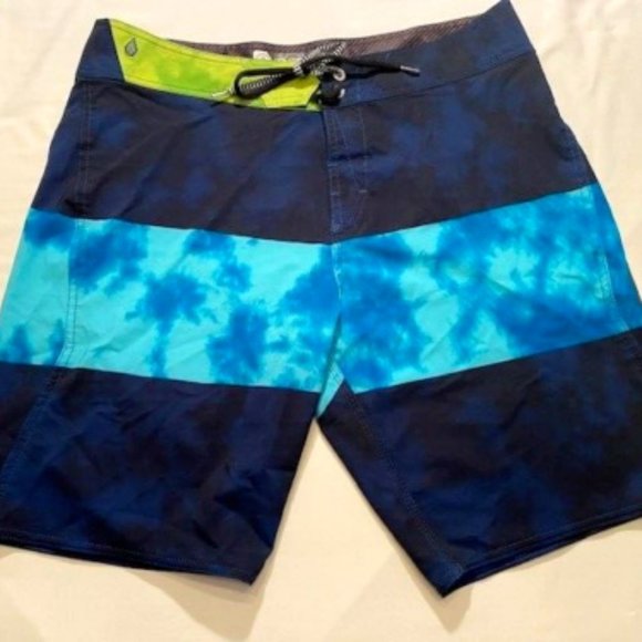 Volcom Size "34" Men's Mod-Tech Board Shorts - Navy/Aqua/Blue (29745) - Picture 1 of 8